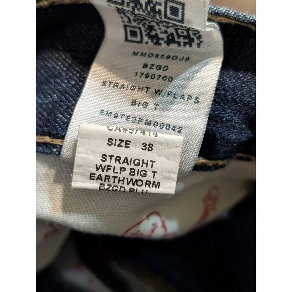 True Religion Straight Leg‎ Distressed Jeans Mens 38 Dark Wash Ripped Denim Blue